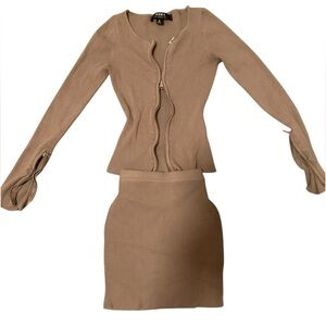 Chic Tan Women's Skirt Set